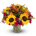 podzimní kytice se slunečnicemi